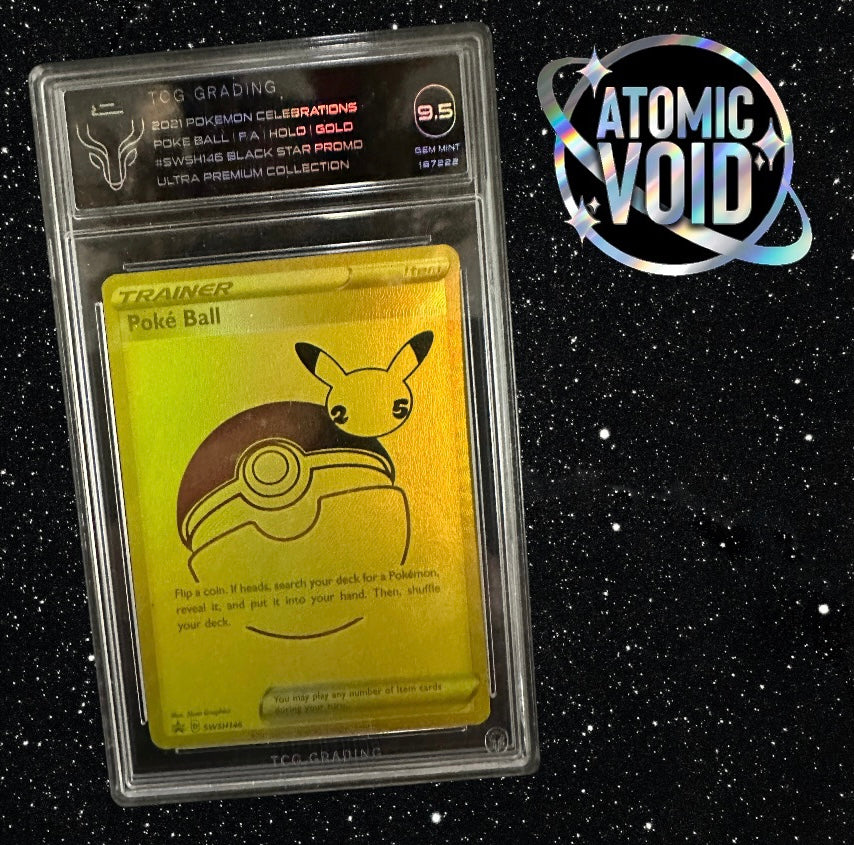 Celebrations Gold Poke Ball Black Star Promo Full Holo SWSH146 TCG 9.5