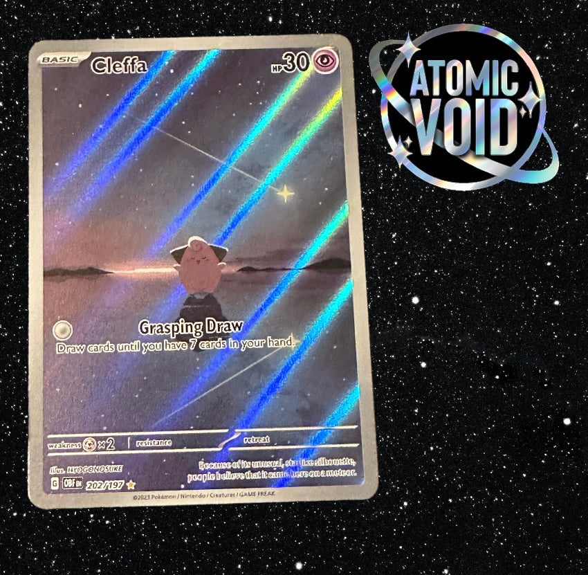 cleffa pokemon card full art CLEFFA Full Art Holo 202/197 Obsidian Flames – Atomic Void