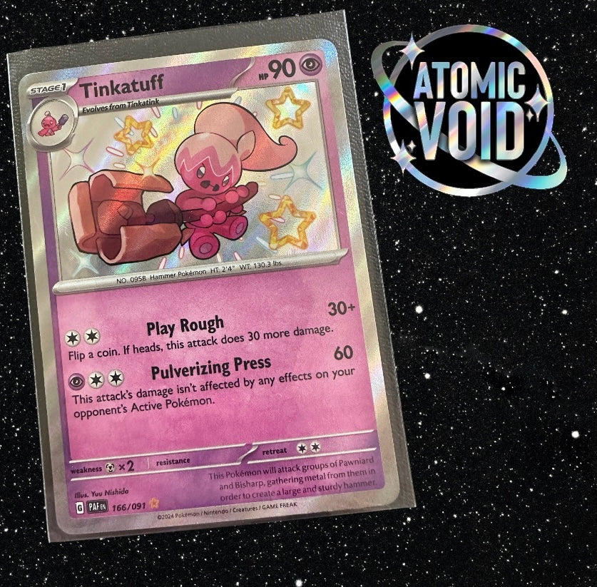 TINKATUFF - Shiny Secret Rare - Paldean Fates 166/091 Atomic Void TINKATUFF - Shiny Secret Rare - Paldean Fates 166/091 Atomic Void