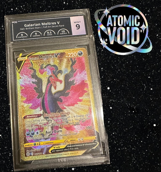 GALARIAN MOLTRES V - Brilliant Stars - Full Art 183/172 Secret Rare - Graded PCG 9