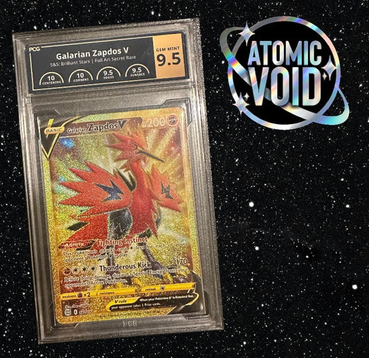 GALARIAN ZAPDOS V - Brilliant Stars - Full Art 182/172 Secret Rare - Graded PCG 9.5